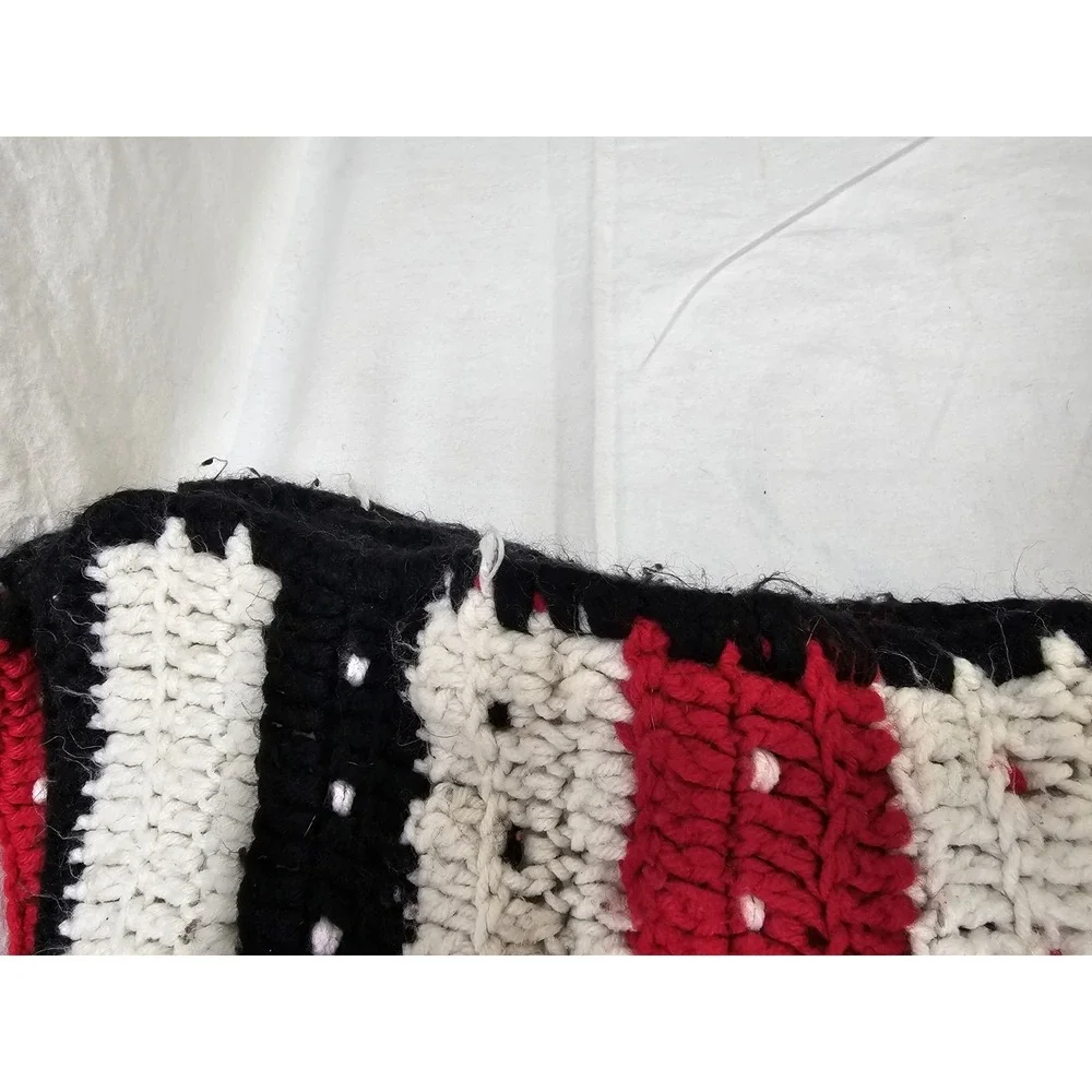 Vintage Large Colorful Crocheted Afghan Blanket Throw 26x51 Handwoven Grannycore